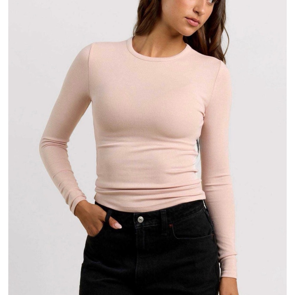 nuuds Ribbon Pink Long Sleeve slinky Rib Top XXL